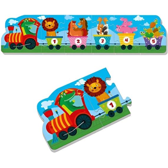 М'які розвиваючі бебі пазли "Веселий потяг" VT1106-95, 6 пазлів | Зображення 1