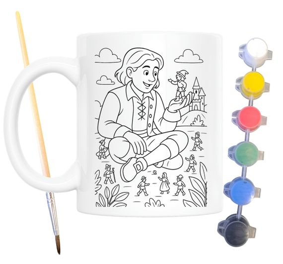 Набір для творчості кружка розмальовка за мотивами Мандри Гуллівера (Джонатана Свіфта) 330 мл біла (КР0173)
