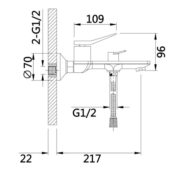 Змішувач для ванни Qtap Presto (з душовим гарнітуром) QTPRE259GRP45584 | Зображення 6