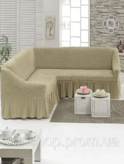 Сірий Турецька накидка на кутовий диван з оборкою, натяжний чохол на диван | Зображення 2