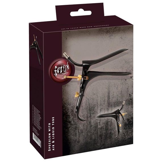 Вагінально-анальне дзеркало Fetish Collection Speculum із нержавіючої сталі, чорно-золоте, 15 см Sex Aura | Зображення 1