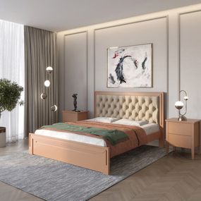 Полуторне дерев&#039;яне ліжко Mebigrand Торонто Т3 Коричневий (RAL8025)/Аляска 23 (бежевий) 120х190 см (MBG-7867)