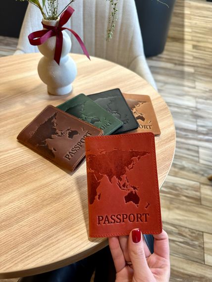 Обкладинка на паспорт книжку шкіряна чорна, коричнева, червона, зелена | Зображення 5