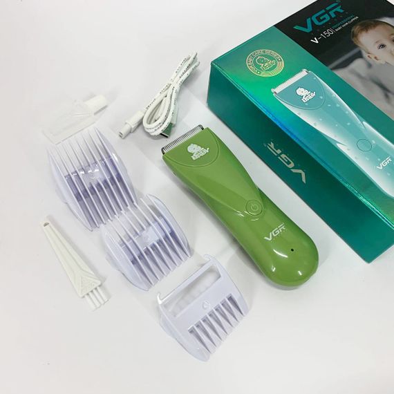 Дуже тиха бездротова машинка для стрижки волосся дітей VGR V-150 з насадками. Колір: зелений | Зображення 6