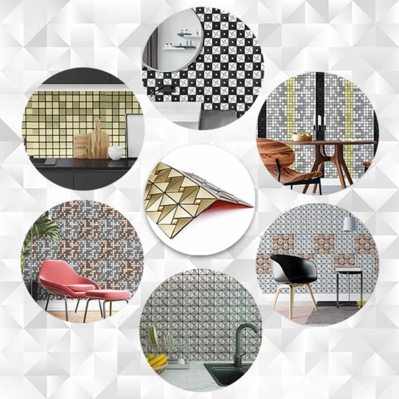 Самоклеюча алюмінієва плитка зелене золото зі стразами SW-00001172 (D) | Зображення 4