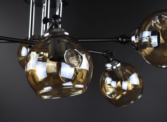 Люстра стельова на 6 лампочок 26169 Чорний 25х72х72 см. | Зображення 3