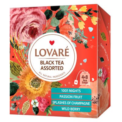 Чай Lovare Ассорти Черный 4 вида по 8 шт (lv.79648)