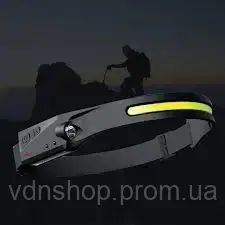 Легкий налобний ліхтар LED+COB з датчиком руху та червоним світлом (чорний) | Зображення 5