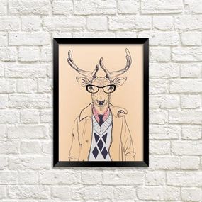 Постер в рамці Олень в окулярах 21х30см, A4 (MT4_ART013_BL)