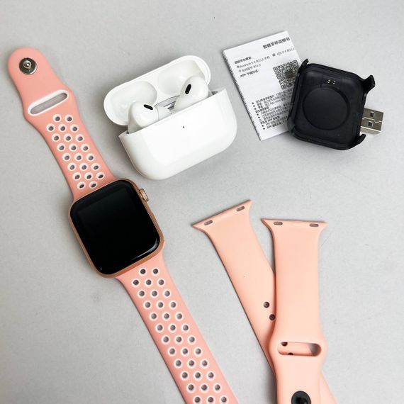 Комплект Basic T55 - Air Pro 2 / Smart Watch / 2 ремінці (Рожевий) | Зображення 8