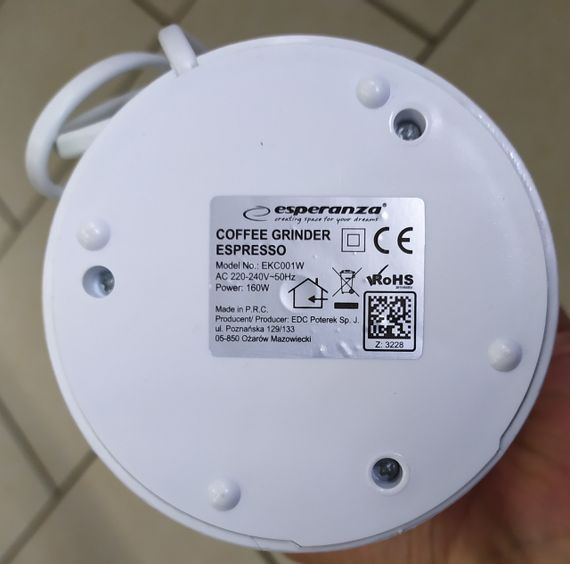 Кавомолка електрична Esperanza EKC001W Espresso 160 Вт, ножова, 50 г, біла | Зображення 6