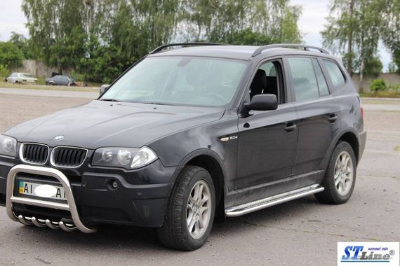 Боковые пороги KB001 (нерж) 42 мм для BMW X3 E-83 2003-2010 гг | Зображення 1