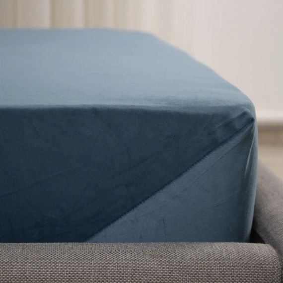 Простынь-чехол на резинке двуспальная ТЕП Velour 2-04824_34658 180х200 см синяя | Зображення 2