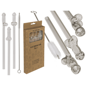 Скляні трубочки Glass Drinking Straw Willy (в наборі 4 трубочки та щіточка) sexstyle