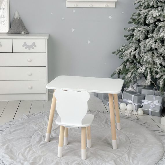 Дитячий прямокутний стіл і стільчик білосніжний ведмежа. Столик білий дитячий | Зображення 3