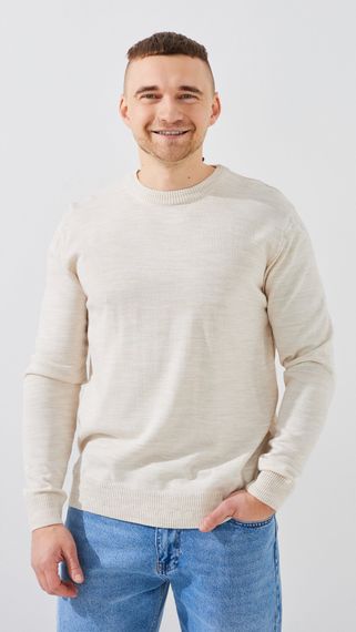 Джемпер однотонний чоловічий GENUA G01205-0002 XL Бежевий shop (2000999471513)