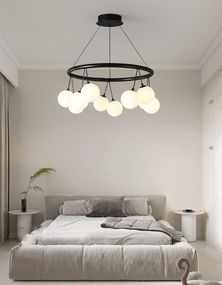 Люстра підвісна на 10 лампочок 27519 Чорний 45-160х65х65 см.