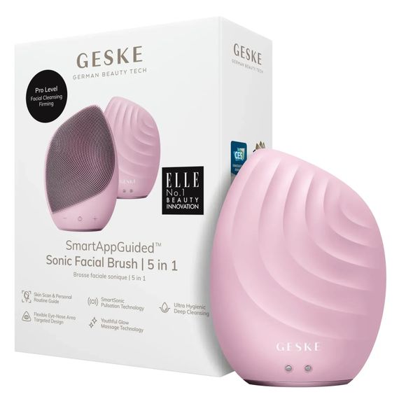 Електронна ультразвукова щітка для обличчя GESKE Sonic Facial Brush 5в1 gray, Рожевий
