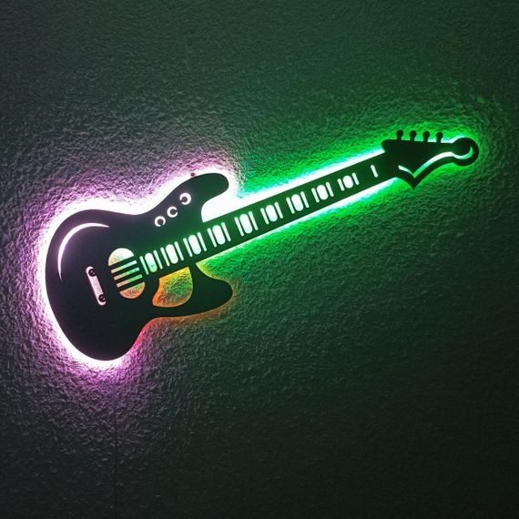 Панно декоративная картина на стену Гитара LED-SMART 16 цветов пульт 742х250 acr-p000107 | Зображення 1