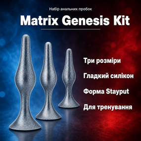 Набір анальних пробок для тренування Anal Adventures Matrix Genesis Plug Kit — 3 розміри, сірий силікон