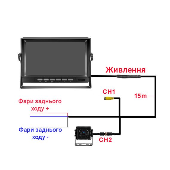 Камера заднього виду з монітором 7" Podofo Z2108, паркувальний комплекс для вантажних авто | Зображення 5