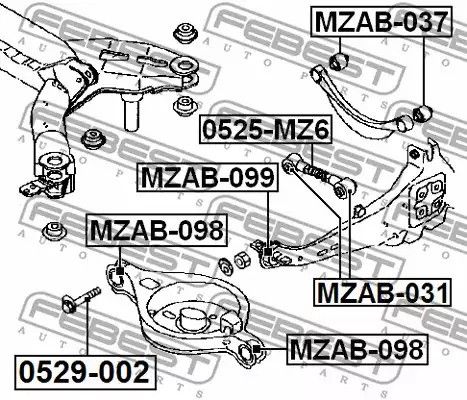 Сайлентблок важеля MAZDA 6, FEBEST (MZAB099) | Зображення 1