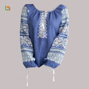Рубашка Украинская вышиванка 286609 цвет голубой размер XL/XXL