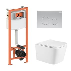 Готове рішення Qtap для ванної кімнати: підвісний унітаз Crow Ultra Quiet 490x360x290 + комплект інсталяції Nest 4 в 1 (кругла