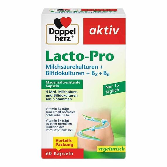 Пробіотики Doppelherz aktiv Lacto Pro для мікрофлори кишечника і імунітету, 60 капсул