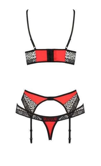 Комплект білизни з поясом для панчох SCARLET SET red S/M - Passion | Зображення 3