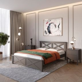 Двоспальне дерев&#039;яне ліжко Mebigrand Прованс Н Графітовий (RAL9011) 140х190 см (MBG-3096)