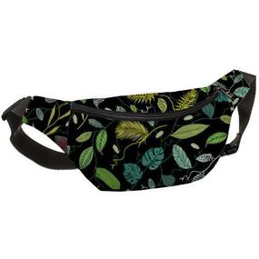 Сумка на пояс бананка Bumbag Листья 27x16 см (BB_18J041_BL_BL)