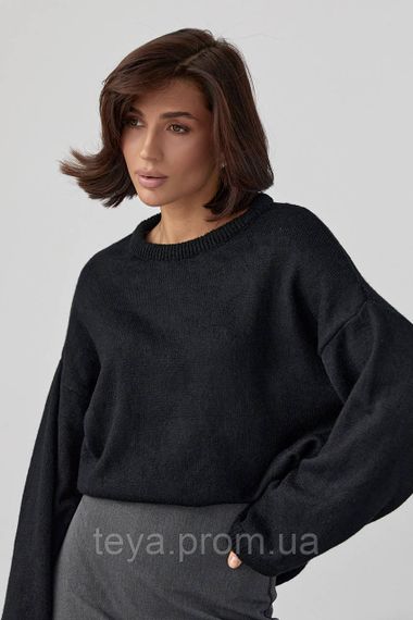 Однотонний в'язаний джемпер oversize колір чорний розмір S FL_000890 | Зображення 7