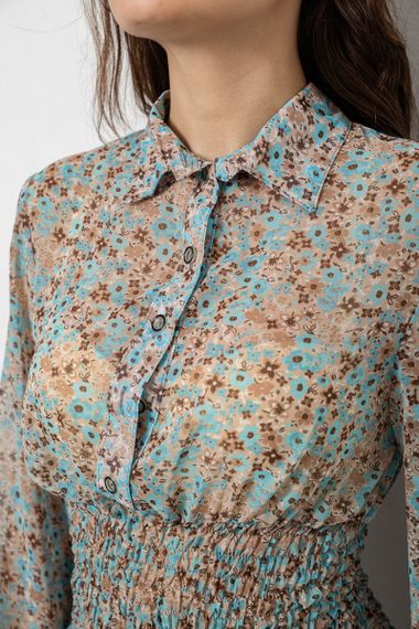 Блуза жіноча з принтом шифонова, колір блакитний, 230R1502 | Зображення 4