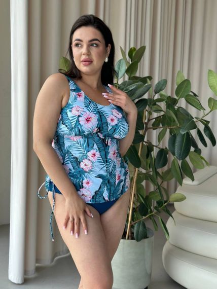 Купальник танкіні  PLUS SIZE з квітковим принтом | Зображення 4