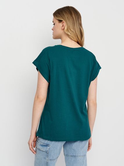 Футболка жіноча зелена з малюнком та написом, 3XL | Зображення 1