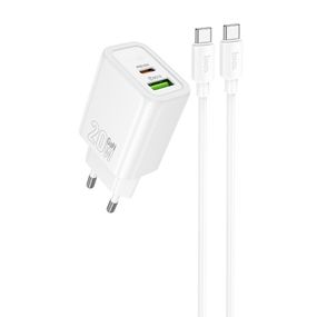 МЗП Hoco N61 Gentle PD20W+QC3.0 (1USB-A/1C) + кабель Type-C to Type-C White