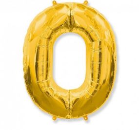 Фольгированная цифра 0 ("32)  золотая, 80 см