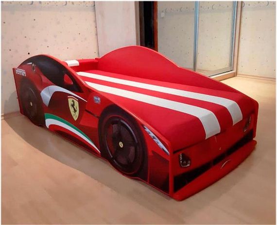 Ліжко машинка серія Еліт модель Ferrari червона зі спортивним матрацом і подушкою | Зображення 2