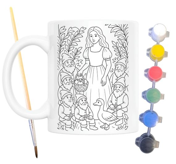 Набор для творчества кружка раскраска Белоснежка (по мотивам сказки братьев Гримм) 330 мл белая (КР0189) | Зображення 1