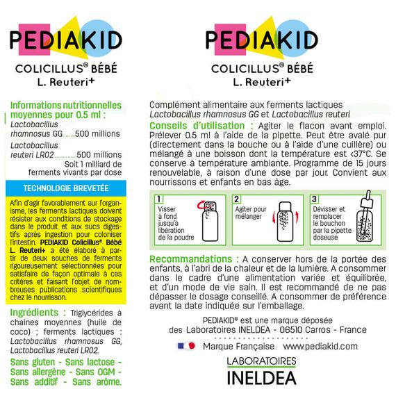 Комплекс для профілактики травлення у дітей Pediakid Colicillus® Bebe L. Reuteri + 8 ml /16 servings/ | Зображення 1