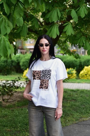 Женская летняя футболка с принтом хлопковая GF5248 размер 42/44 цвет белый | Зображення 2