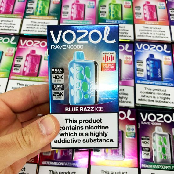 Vozol Rave 40000. Синяя Малина (Blue Razz Ice) | Зображення 2