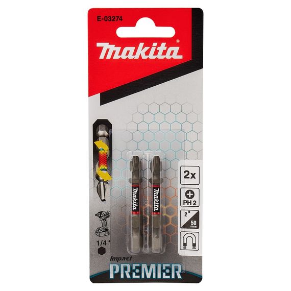 Биты торсионные PH2 50 мм Makita Impact Premier E-03274 (2 шт) | Зображення 1