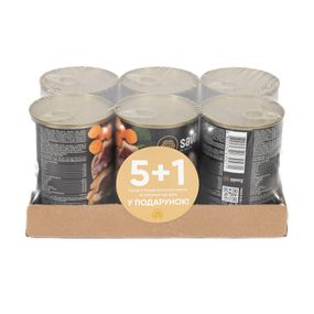 Набір 5+1 заводська упаковка Корм вологий Savory Dog Gourmand Duck паштет для дорослих собак усіх порід з качкою 400 г