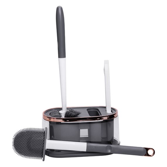 Набор для туалета настенный 3 в 1: 2 ершика + щетка, ерш для унитаза силиконовый с щеткой ёршик для  унитаза HP-35015-47DG | Зображення 6