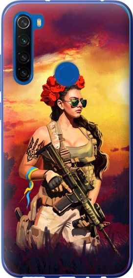 Чехол на Xiaomi Redmi Note 8T Украинка с оружием "5316u-1818-17620"