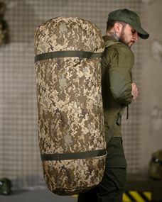 Тактична транспортна сумка баул 150 літрів піксель велика сумка для спорядження баул для екіпірування
