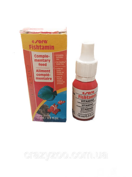 Витамины для рыб Sera Fishtamin добавка в воду 15 мл 02710 | Зображення 1