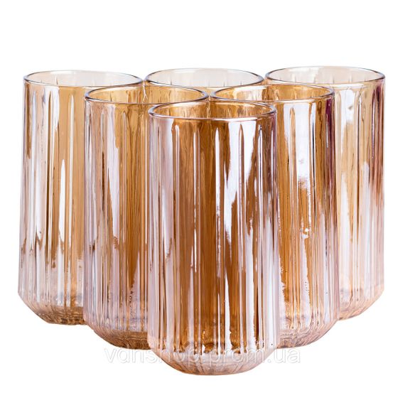 Набір склянок 6 штук по 380 мл скляний коричневий HP525